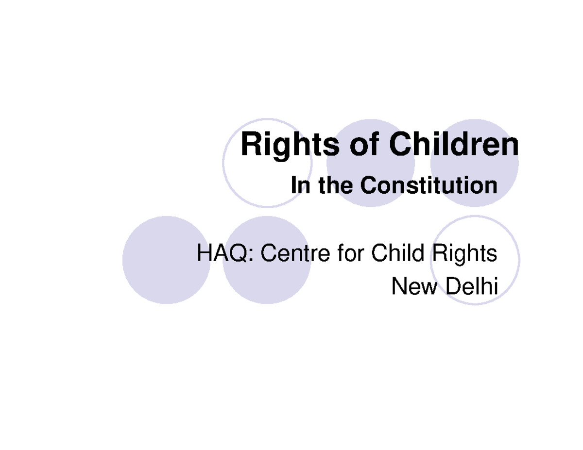 Child rights in the Constitution of India - Rights of Children In the ...