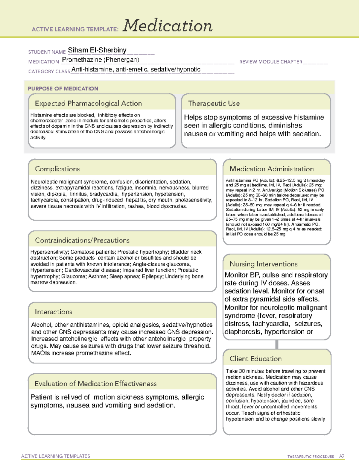 Anti Emetic Phenergan Medication ACTIVE LEARNING TEMPLATES