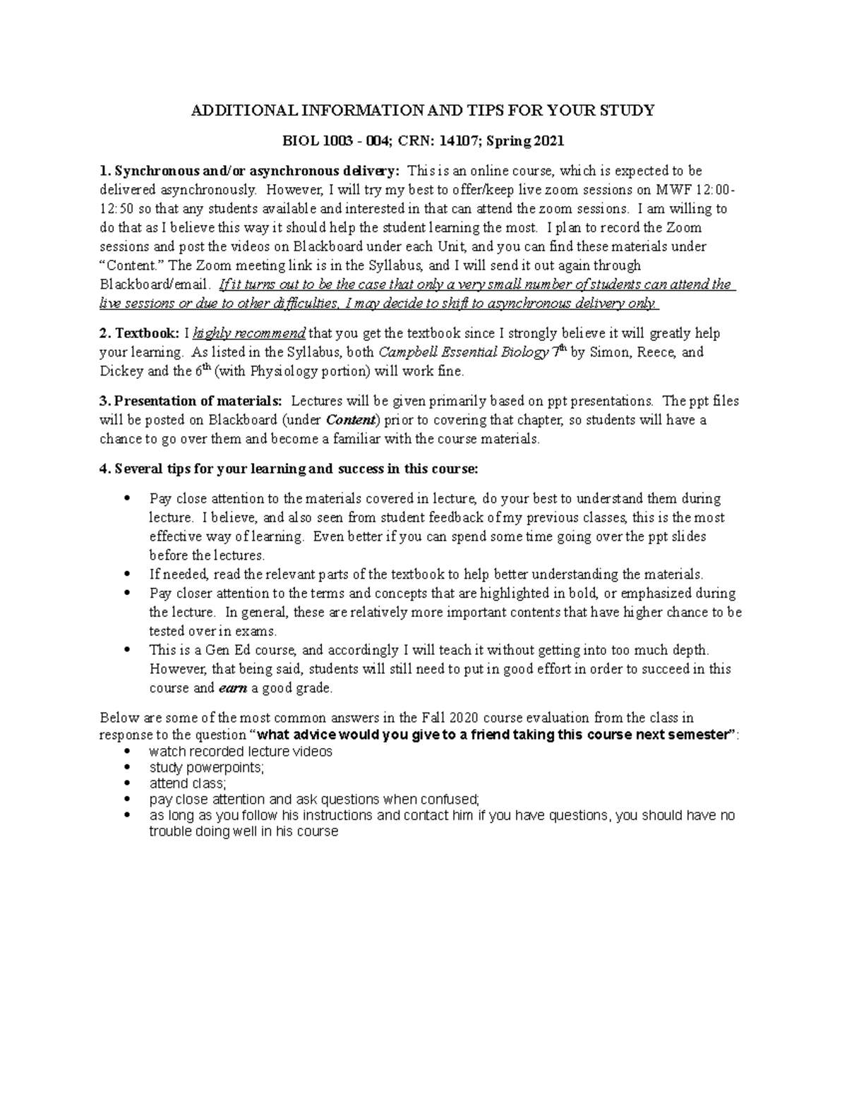 Additional Information AND TIPS FOR Study - ADDITIONAL INFORMATION AND ...