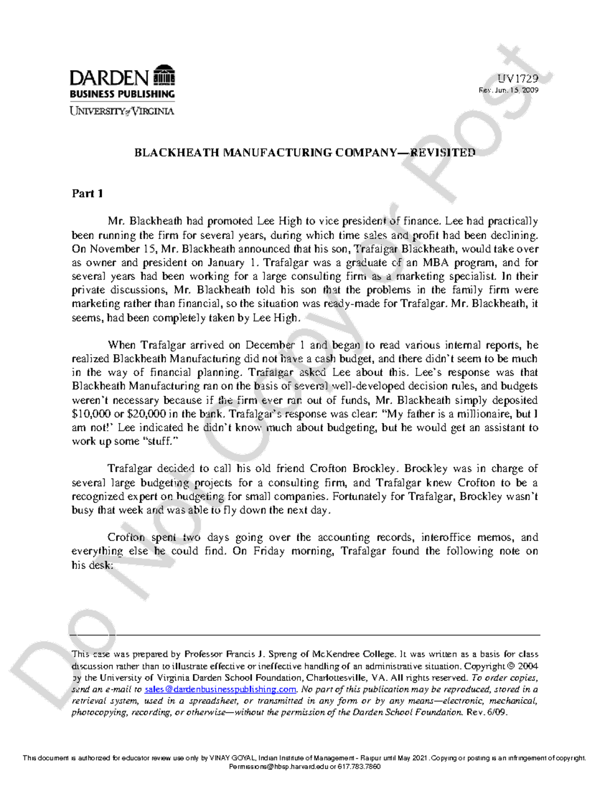 Blackheath manufacturing co revisited UV Rev. Jun. 15, 2009 This case