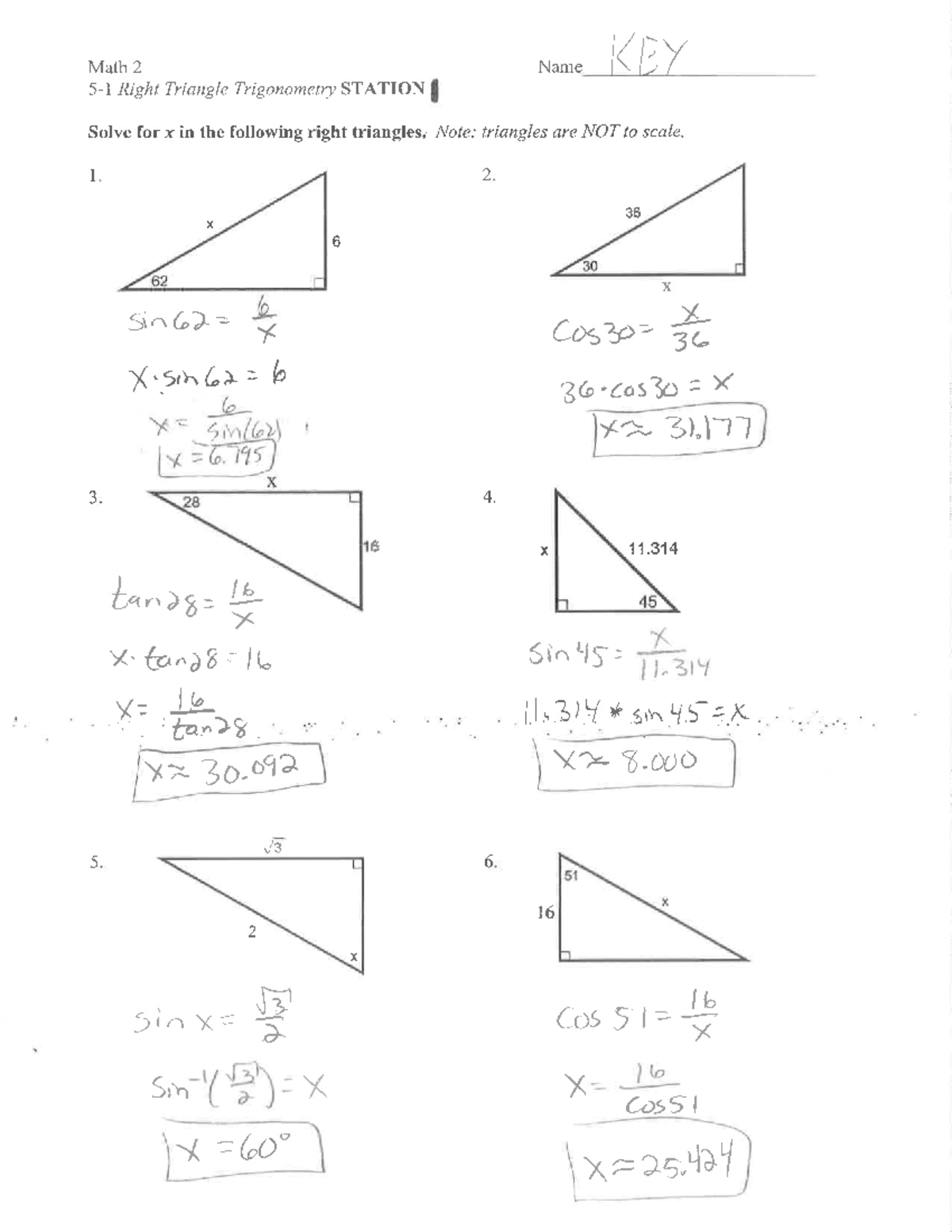 5.1 Right Triangle Trig Review - Math 1310 - Studocu