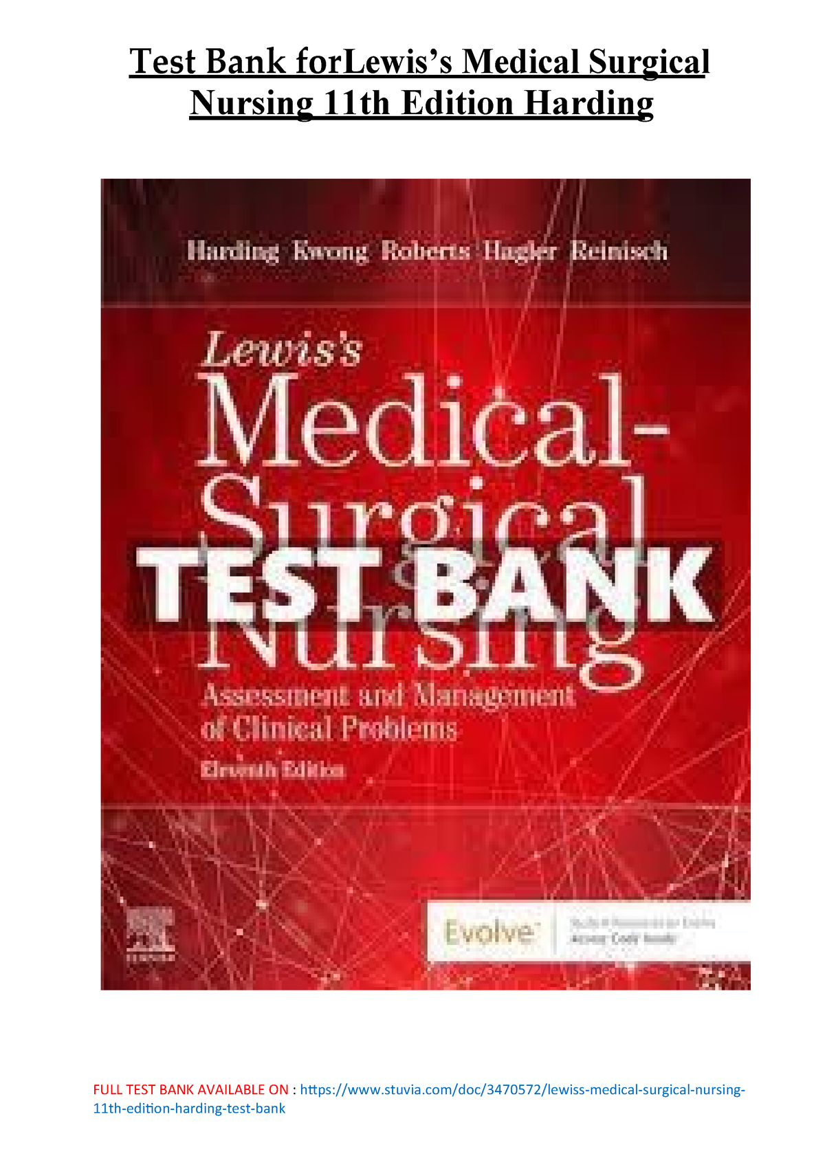 Test Bank For Lewis’s Medical Surgical Nursing 11th Edition Harding ...