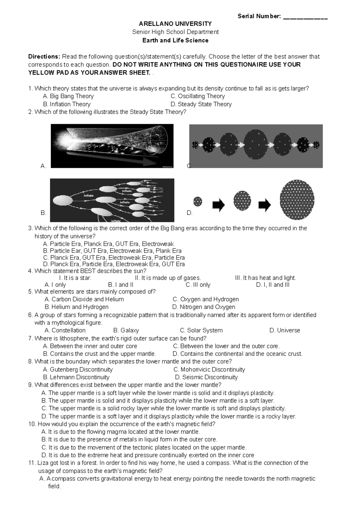 Earth And Life Science - Reviewer - ARELLANO UNIVERSITY Senior High ...