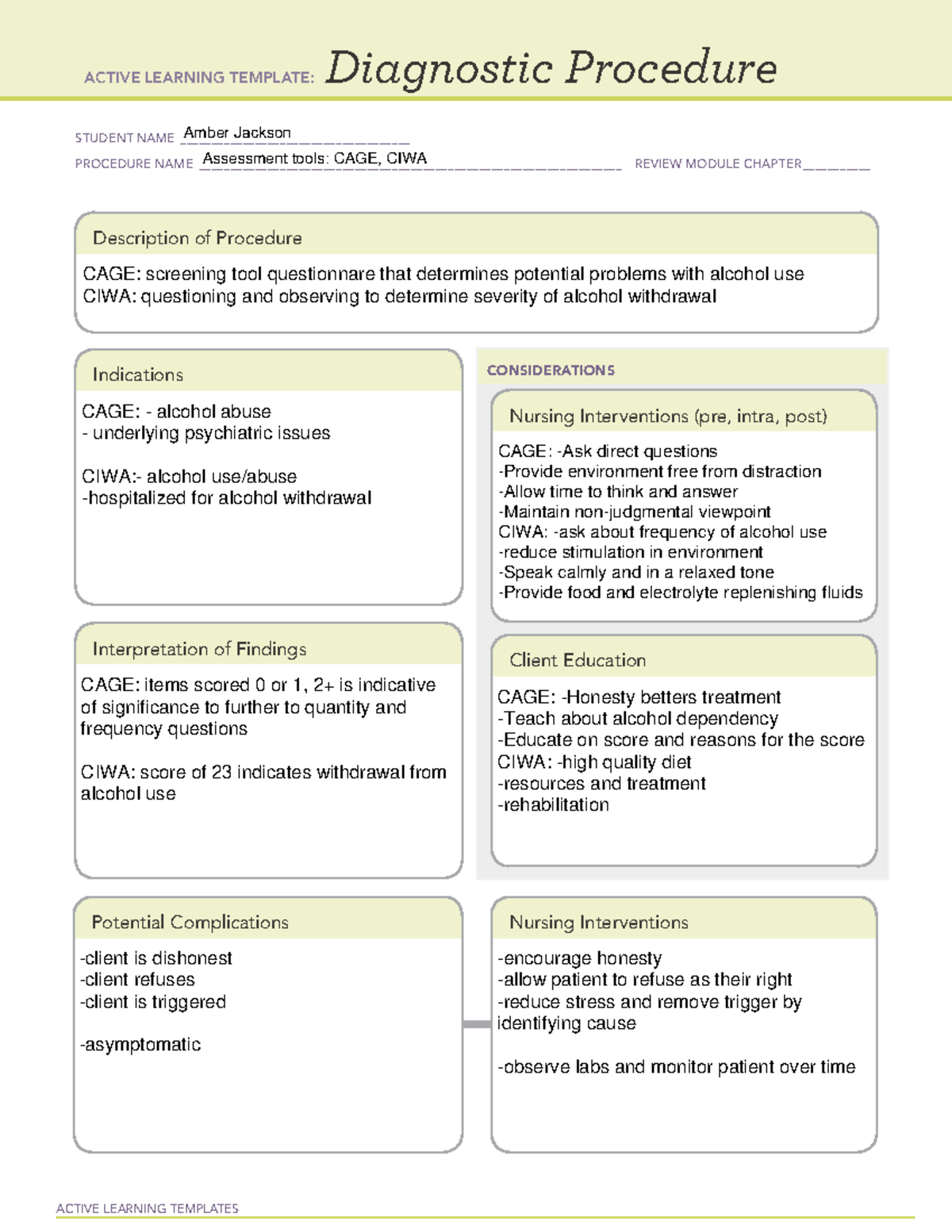 Printable Nursing Ciwa Scale