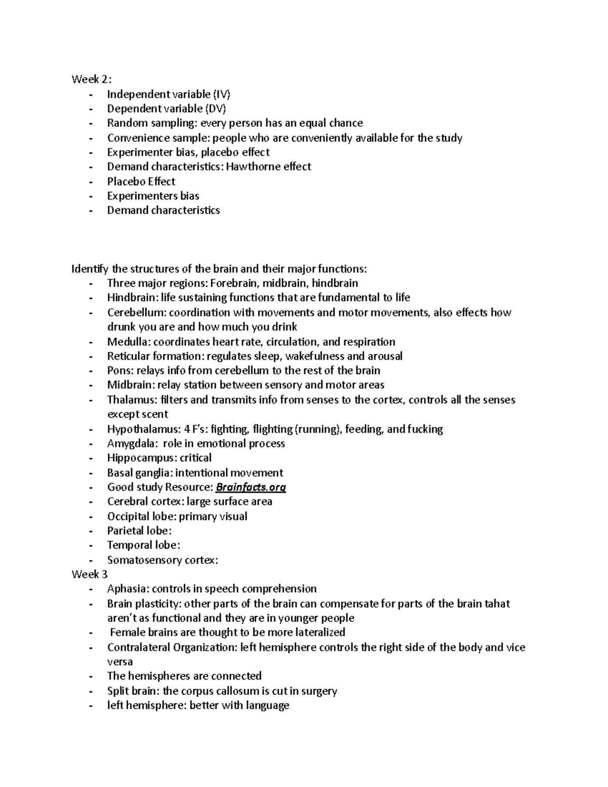 Psych notes - Week 2: - Independent variable (IV) - Dependent variable ...