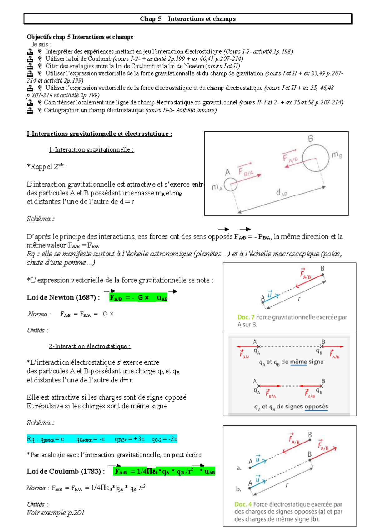 Chap 5 Interactions Et Champs - Chap 5 Interactions Et Champs Objectifs ...