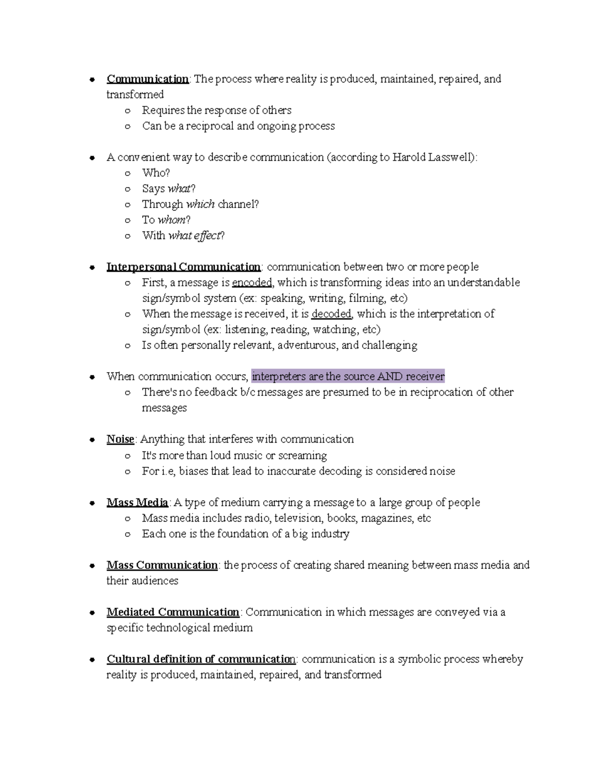 Ch. 1 Mass Communication, Culture, and Media Literacy - Communication ...