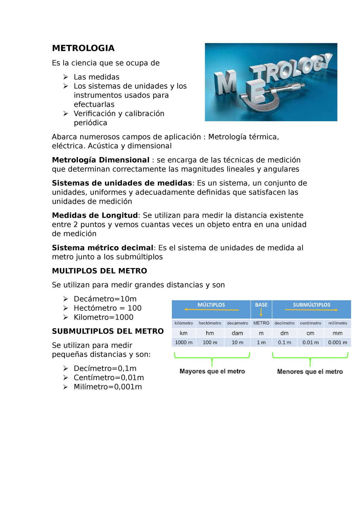 Metrologia - DWEDW - METROLOGIA Es La Ciencia Que Se Ocupa De Las ...