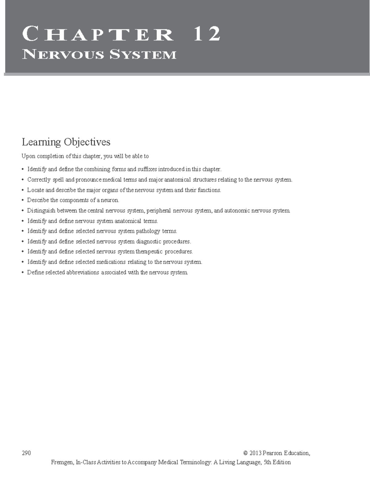 Worksheet Chapter 12 -... - 290 © 2013 Pearson Education, C H A P T