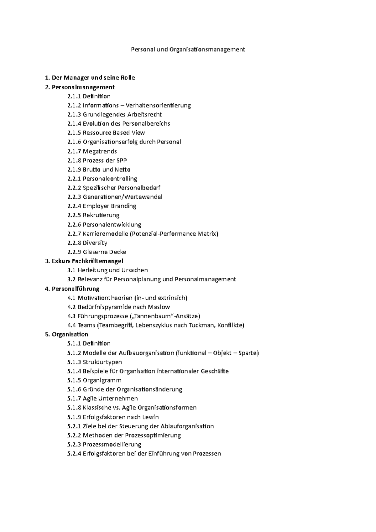 Amt Für Personal- Und Organisationsmanagement Skript - Zusammenfassung Business Strategy - Personal und