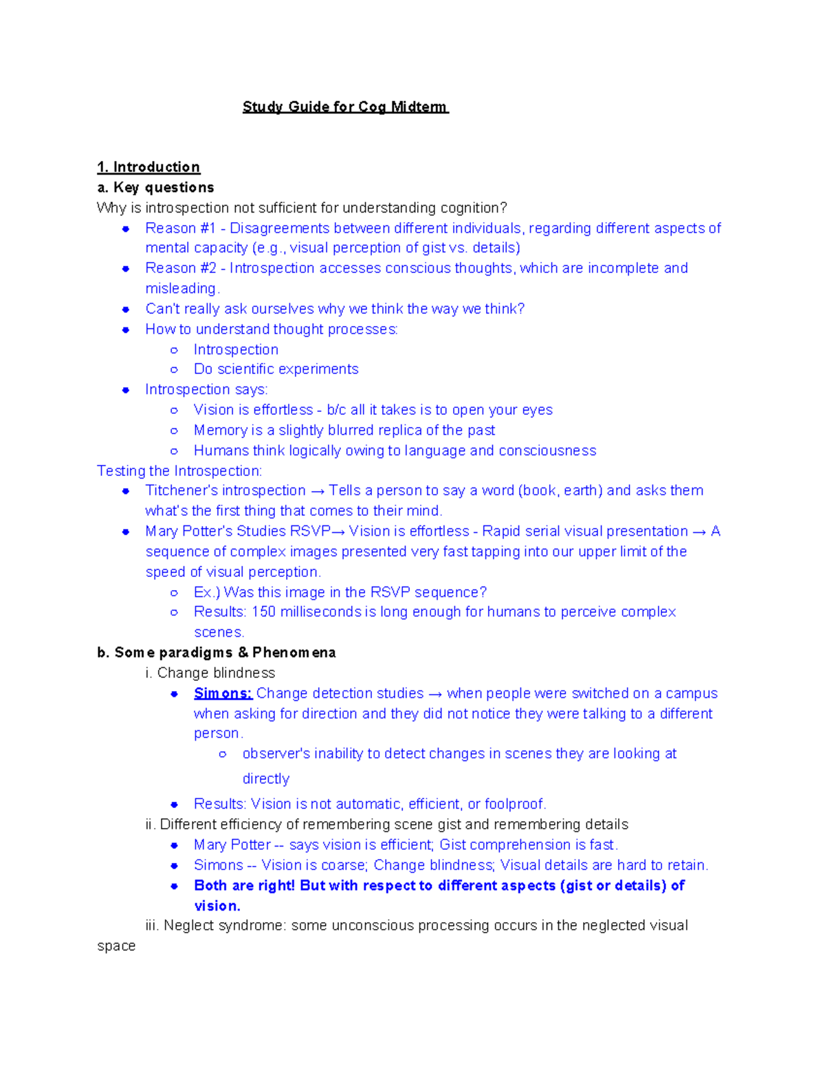 Study Guide 1 - Summary Introduction To Cognitive Psychology - Study ...