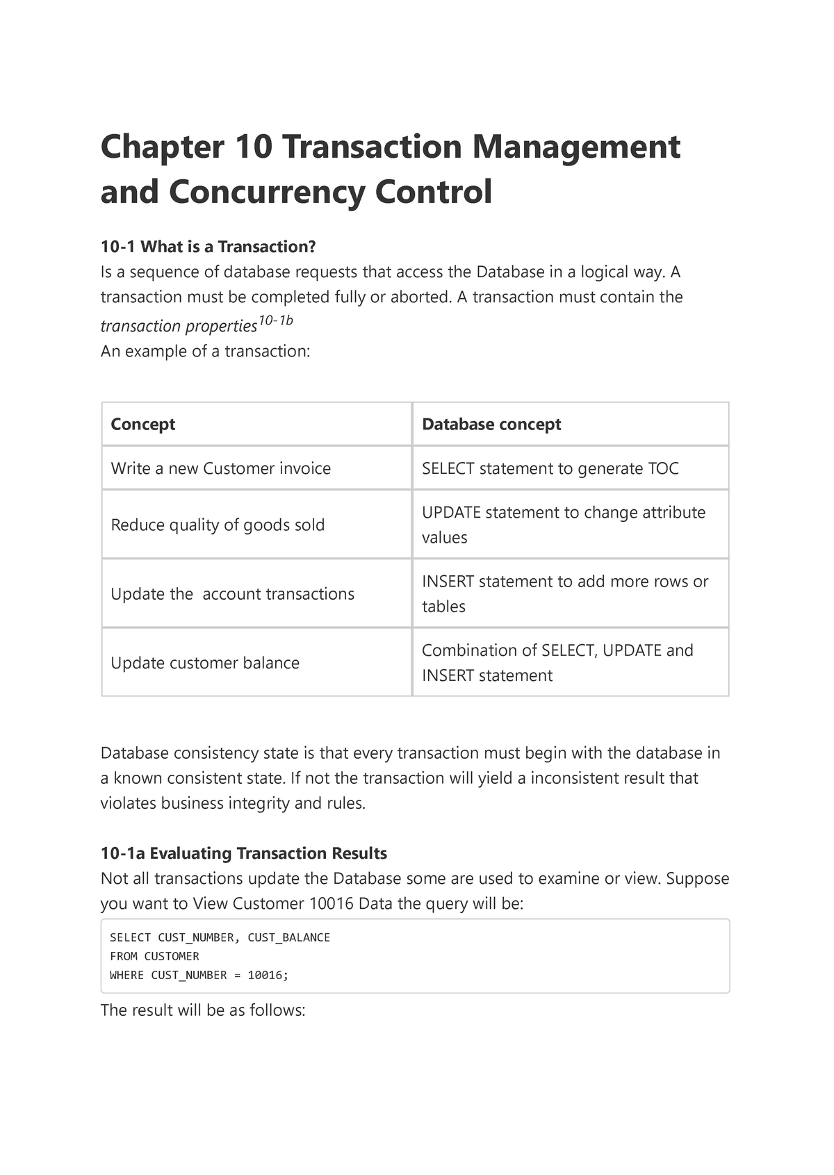 Chapter 10 Transaction Management And Concurrency Control - A ...