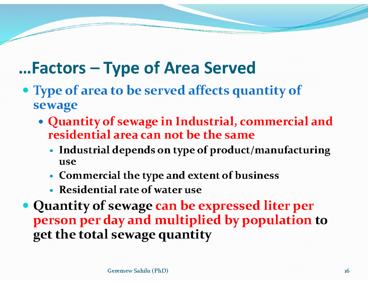 Drainage 5 - notes - .. – Type of Area Served Type of area to be served ...