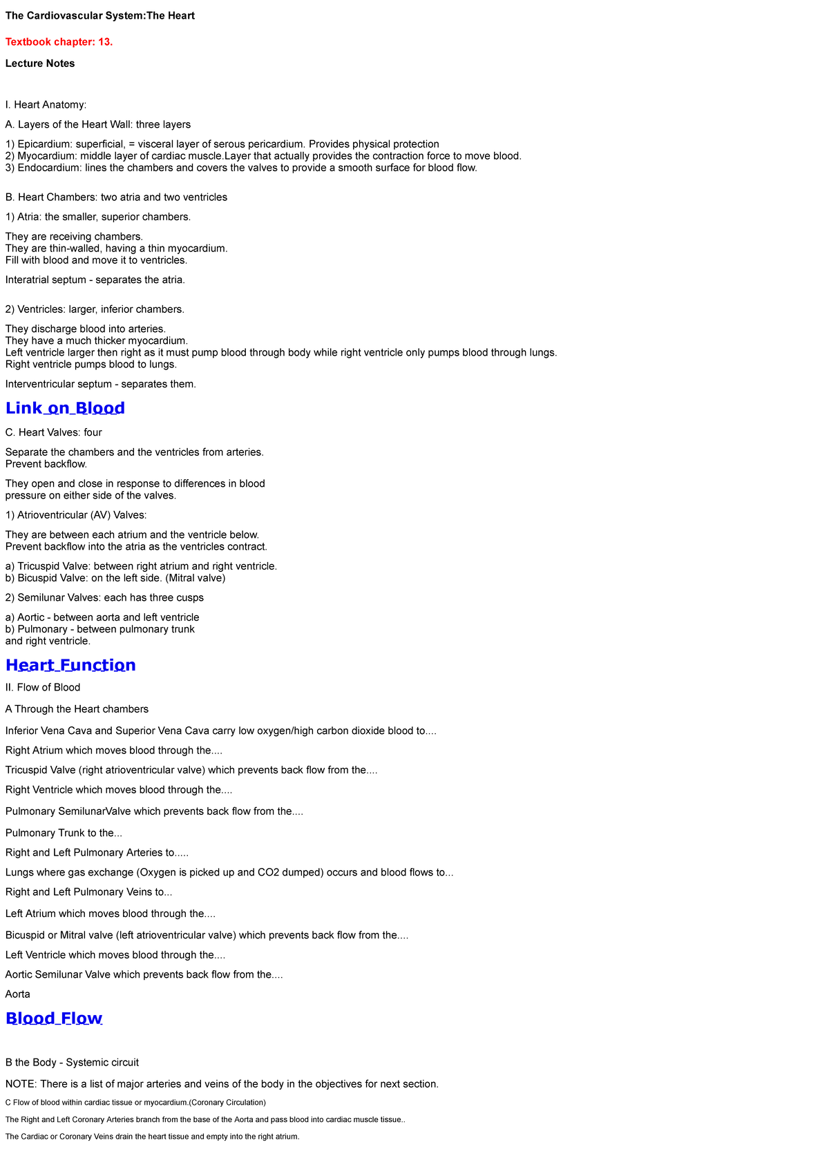 Heart Lecture Notes - The Cardiovascular System:The Heart Textbook ...