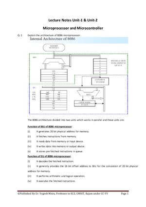 Lecture Notes Of Unit 3 And 4 - Microprocessor And Microcontroller ...