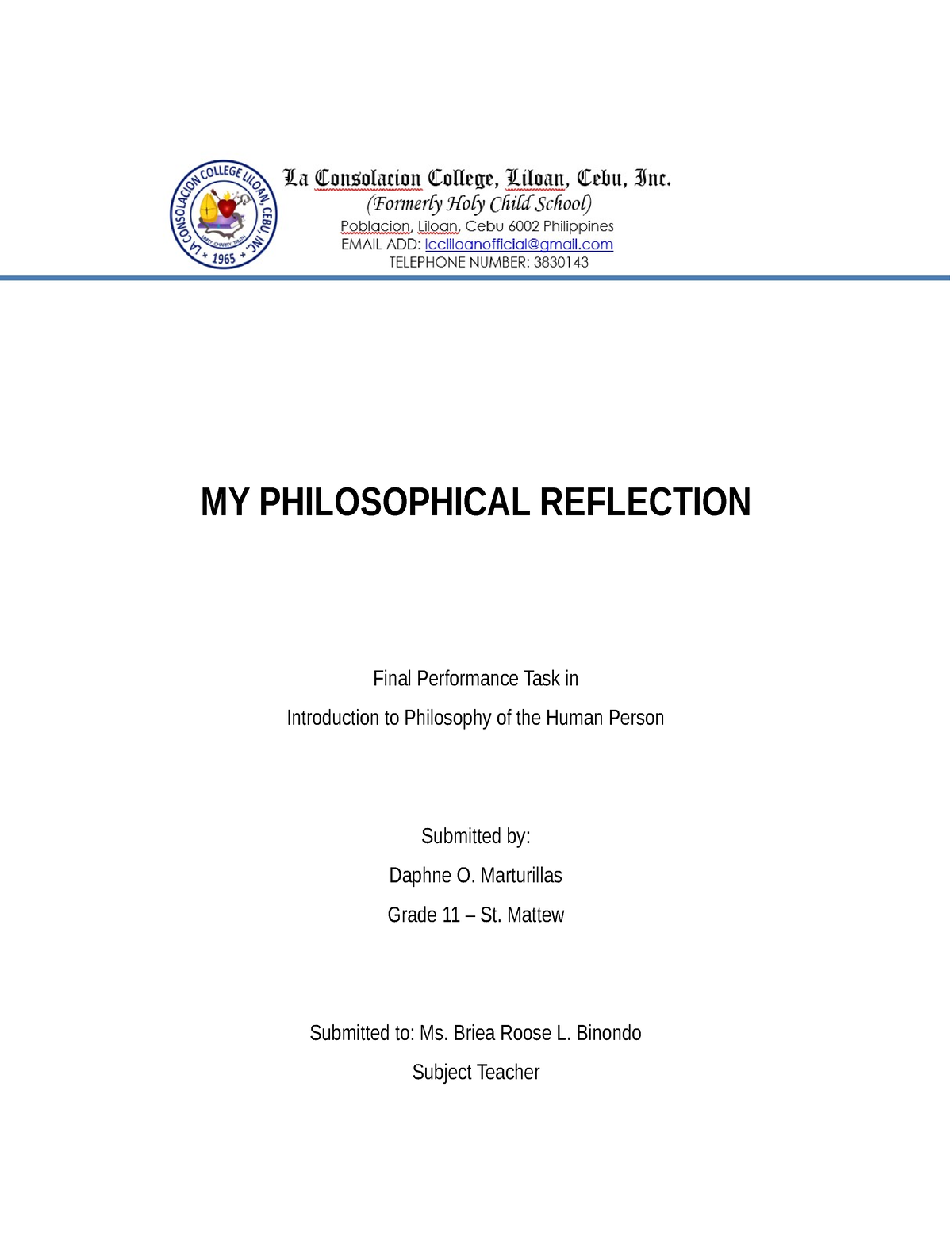 philosophical reflection essay using partial thinking