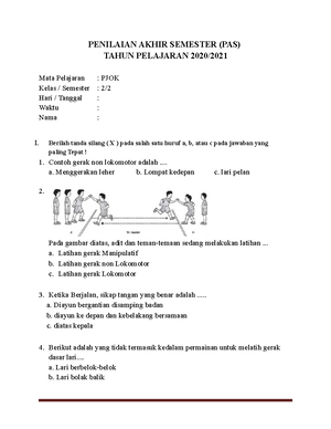 Soal PAS PJOK Kelas 2 - Soal PJOK Sekolah Dasar - PENILAIAN AKHIR ...