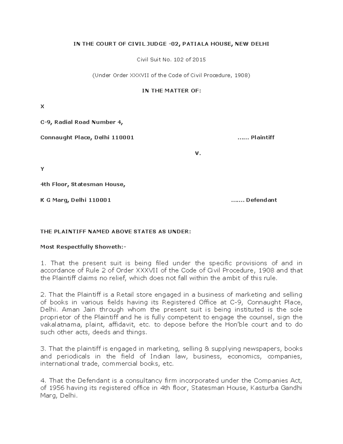 Difference Between Plaint And Written Statement Under Cpc