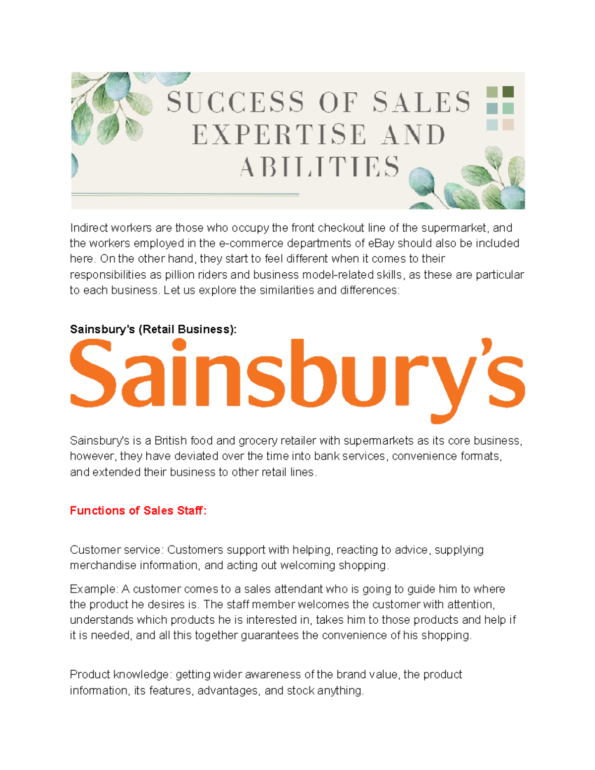 Unit 5 Nick coursework - this is about unit 5 business documentation ...