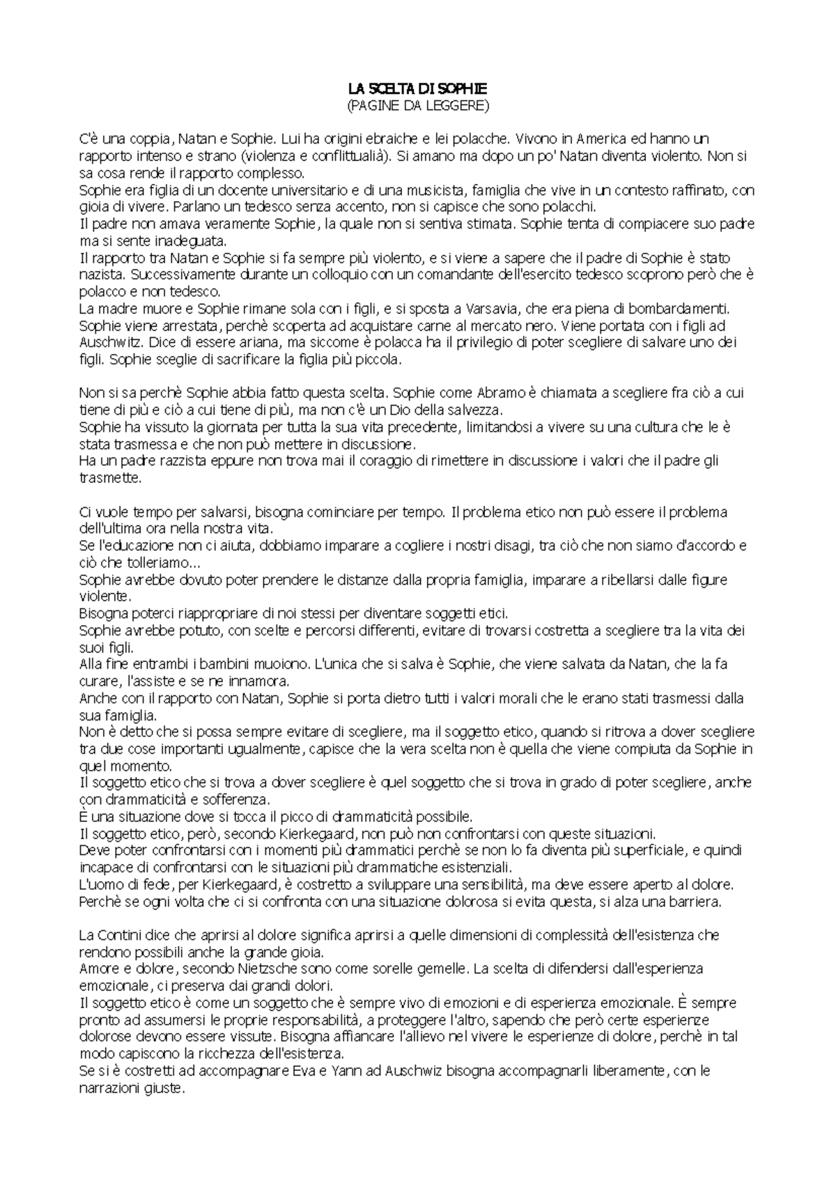 libro la scelta di sophie