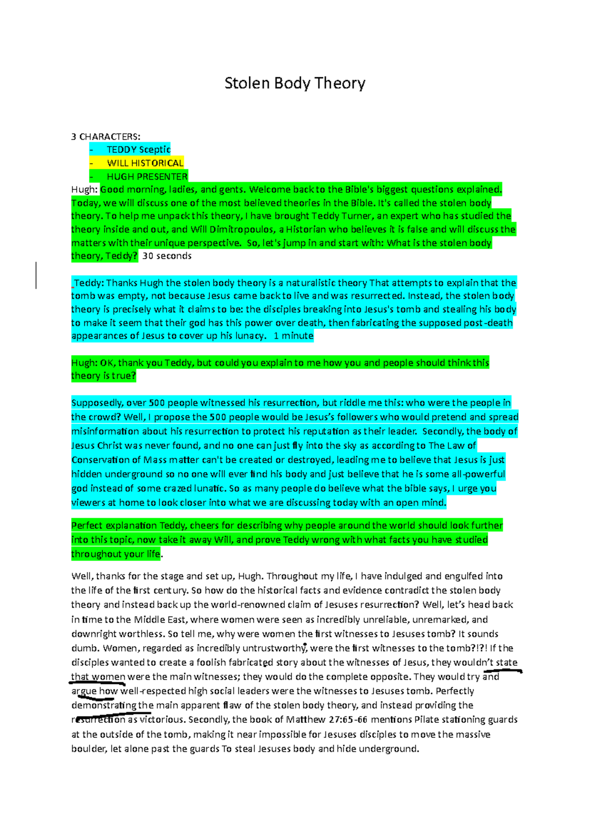 Script FOR Studies - ski - Stolen Body Theory 3 CHARACTERS: TEDDY ...