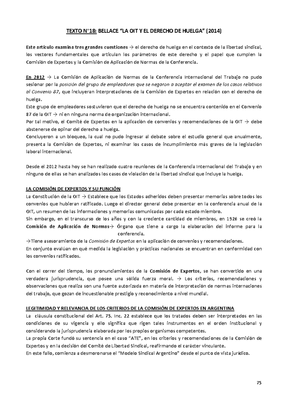Bellace - Bellamente, OIT. - 75 TEXTO N°18: BELLACE “LA OIT Y EL ...