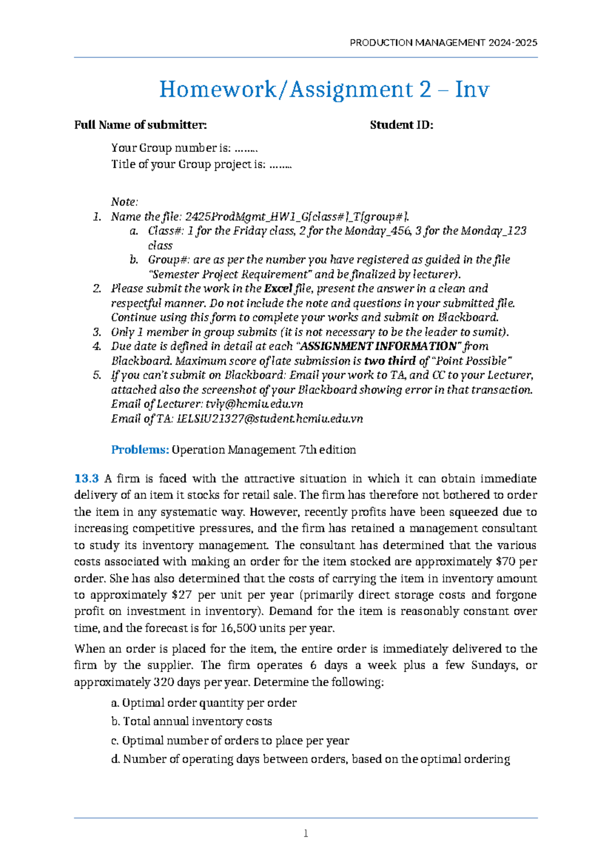 2425Prod Mgmt HW2 G# T# - ggg - Homework/Assignment 2 – Inv Full Name ...