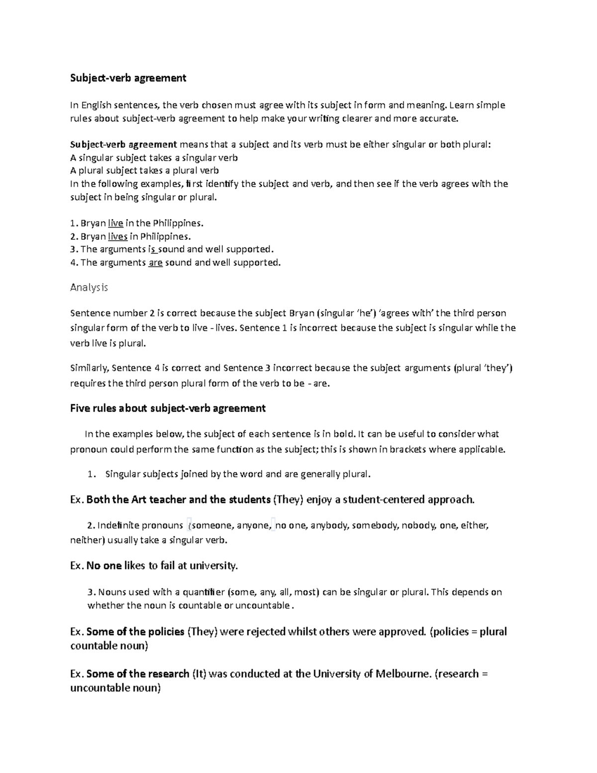 Subject-Verb Agreement - Subject-verb agreement In English sentences ...