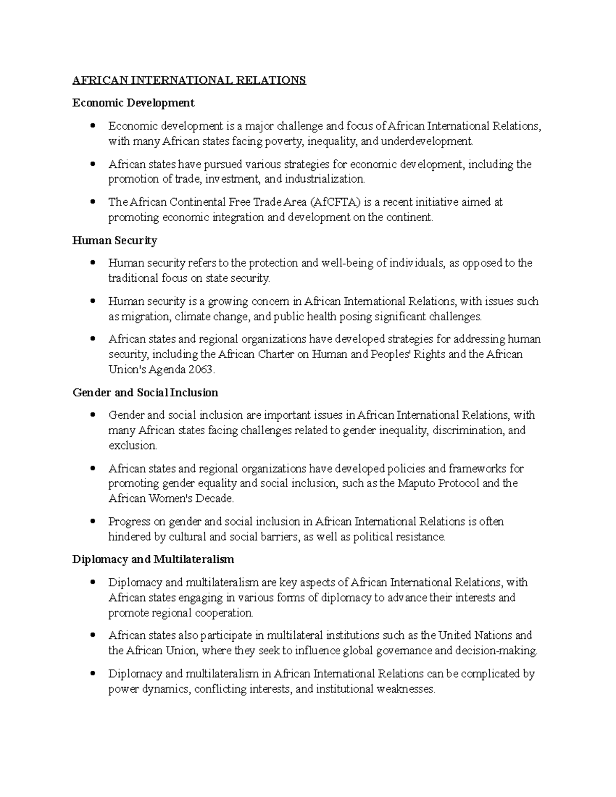 PCS African International Relations Notes 2 - AFRICAN INTERNATIONAL ...