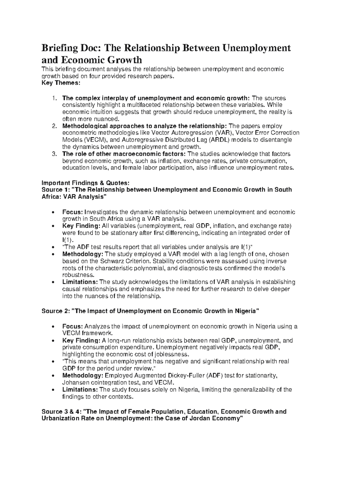 Briefing Doc- Assignment 4 - Briefing Doc: The Relationship Between ...