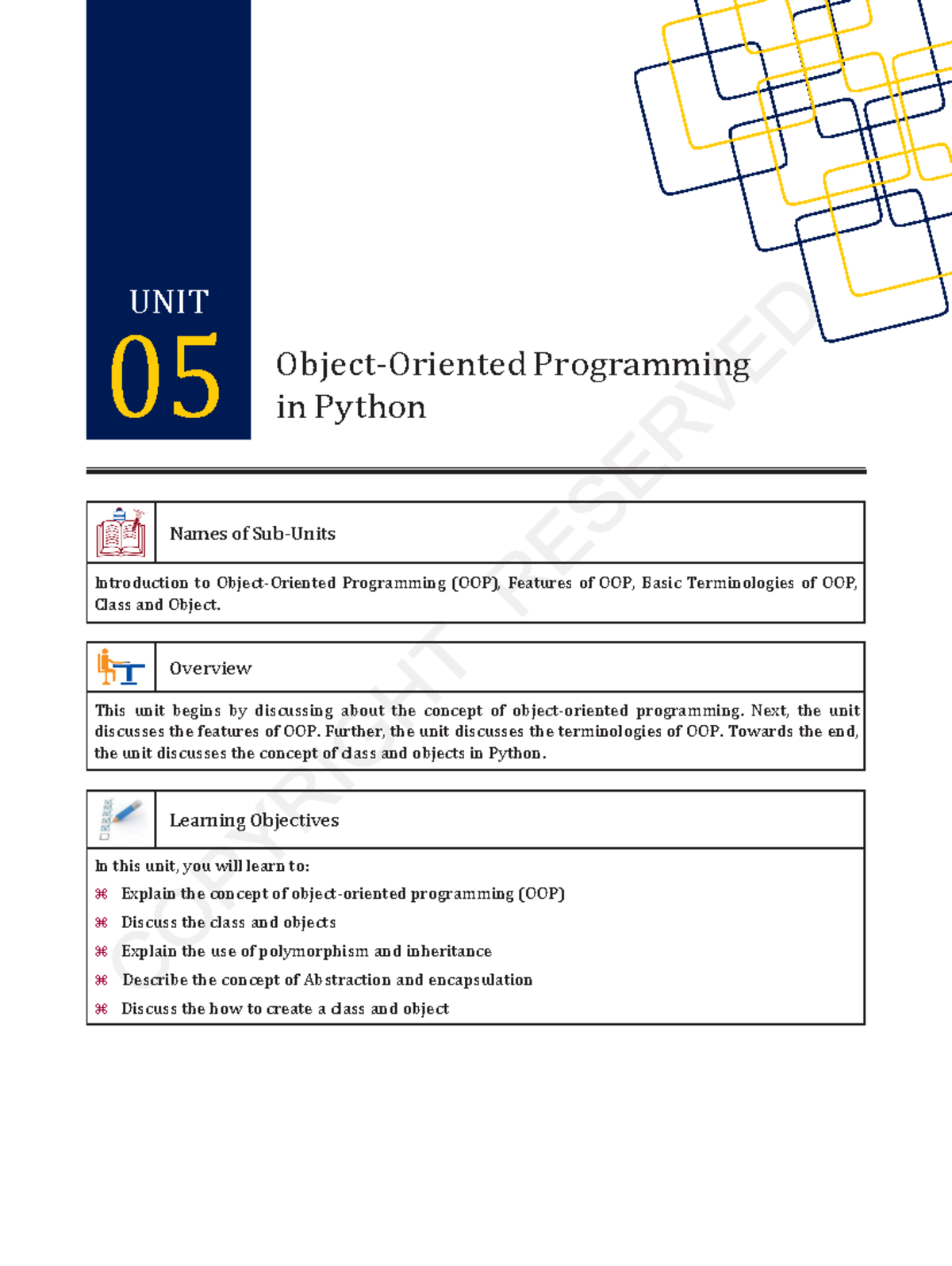 05 - Python Chapters - in Python Object-Oriented Programming Names of ...