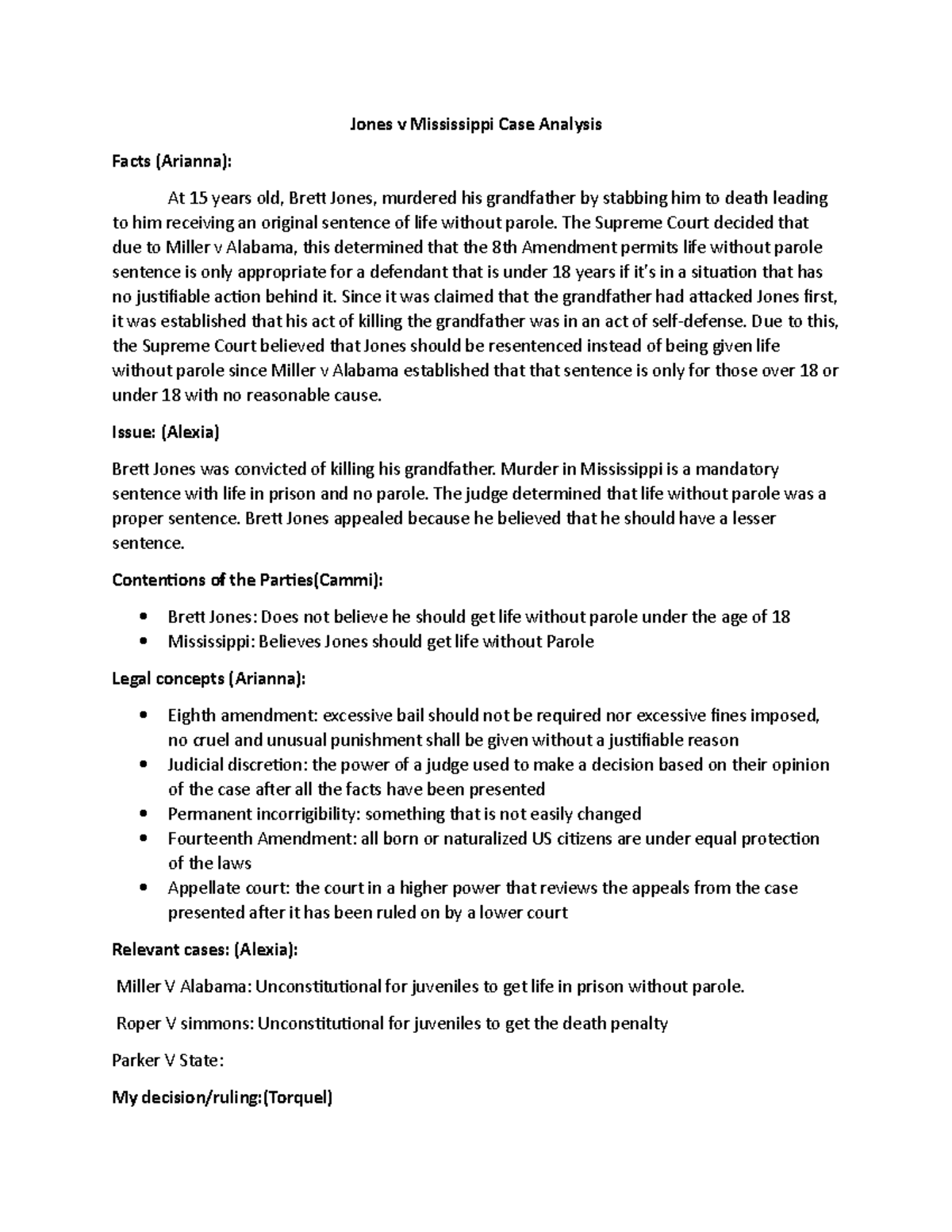 02.01 Jones v Mississippi Jones v Mississippi Case Analysis Facts