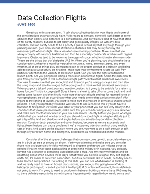 Developing an s UAS Operations Plan - ? sUAS 1400 Developing an sUAS ...