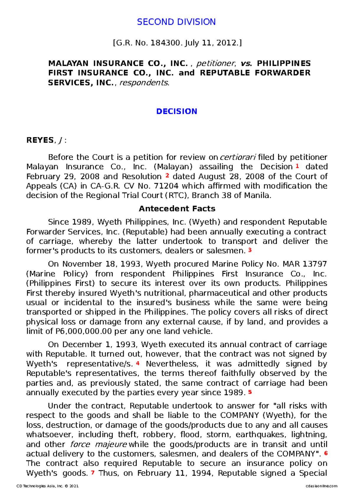 7pages Common Carriers distinguished from Private Carriers2012Malayan