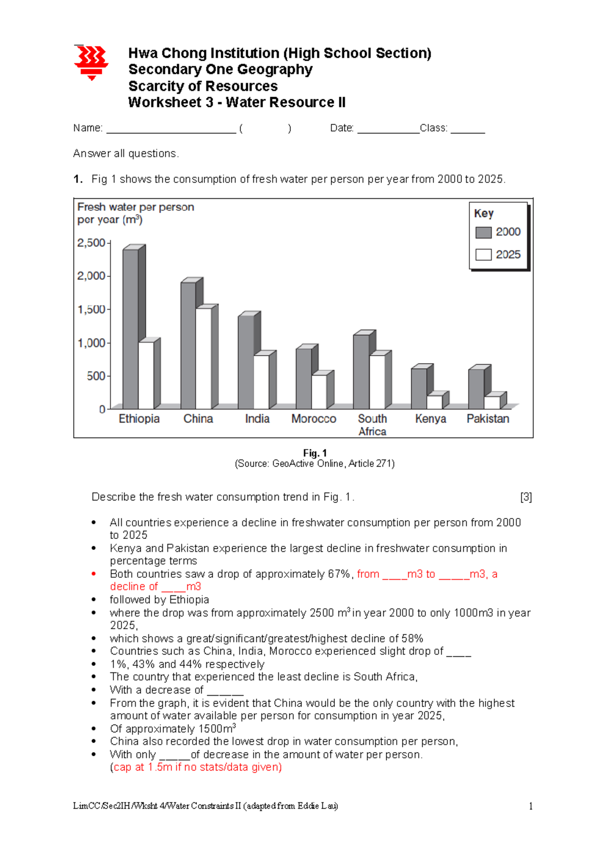 Worksheet 3 - Water Graph ans - Hwa Chong Institution (High School ...