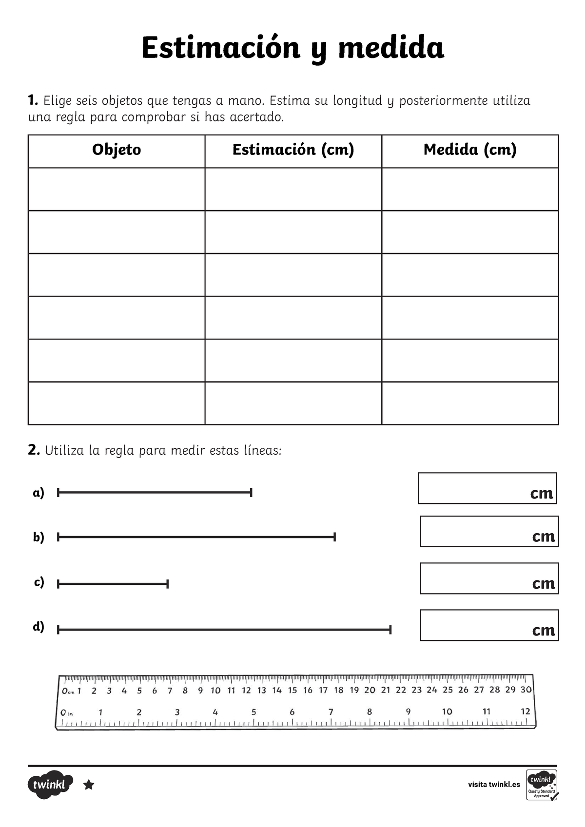 Ficha De Actividad Por Niveles Estimación Y Medida De Longitud 1