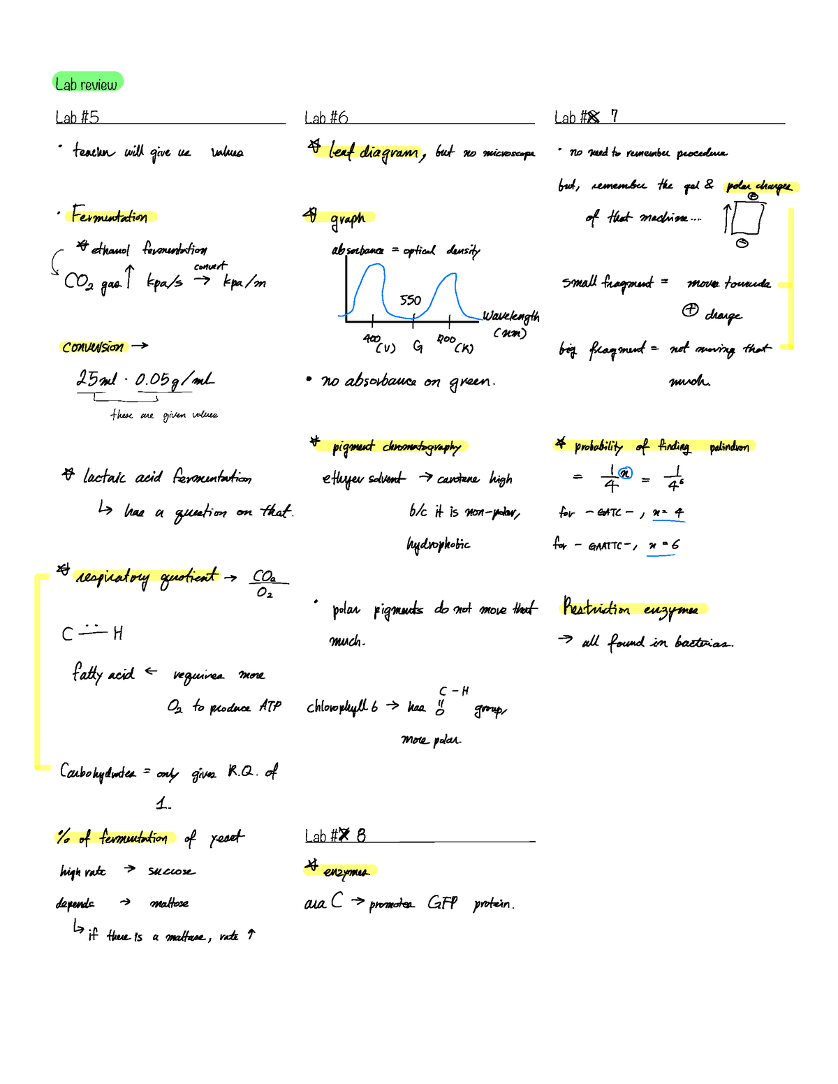 Lab Test Review - Lab Notes - Lab Review Lab #5 Lab #6 Lab Lab A 