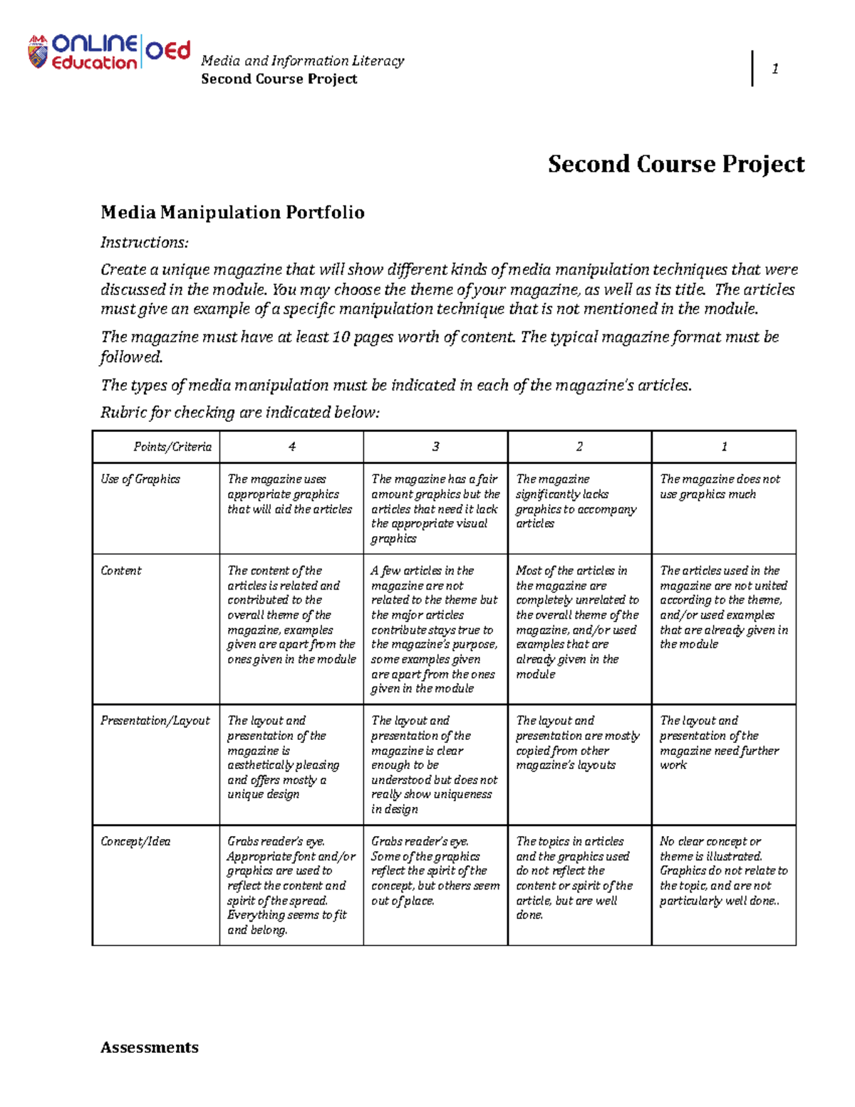 MEIL-122 Second Course Project updated - Media and Information Literacy ...