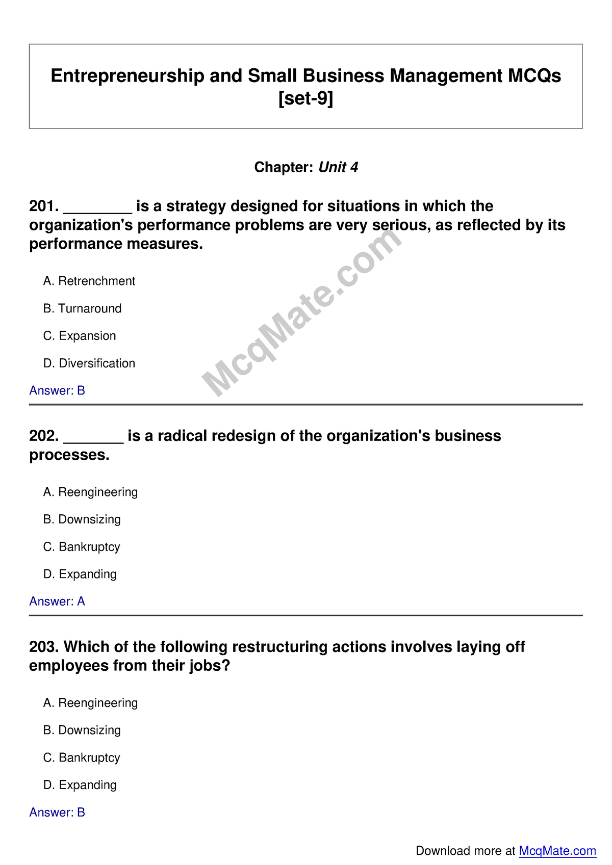 Entrepreneurship And Small Business Management Solved MCQs [set-9] Mcq ...