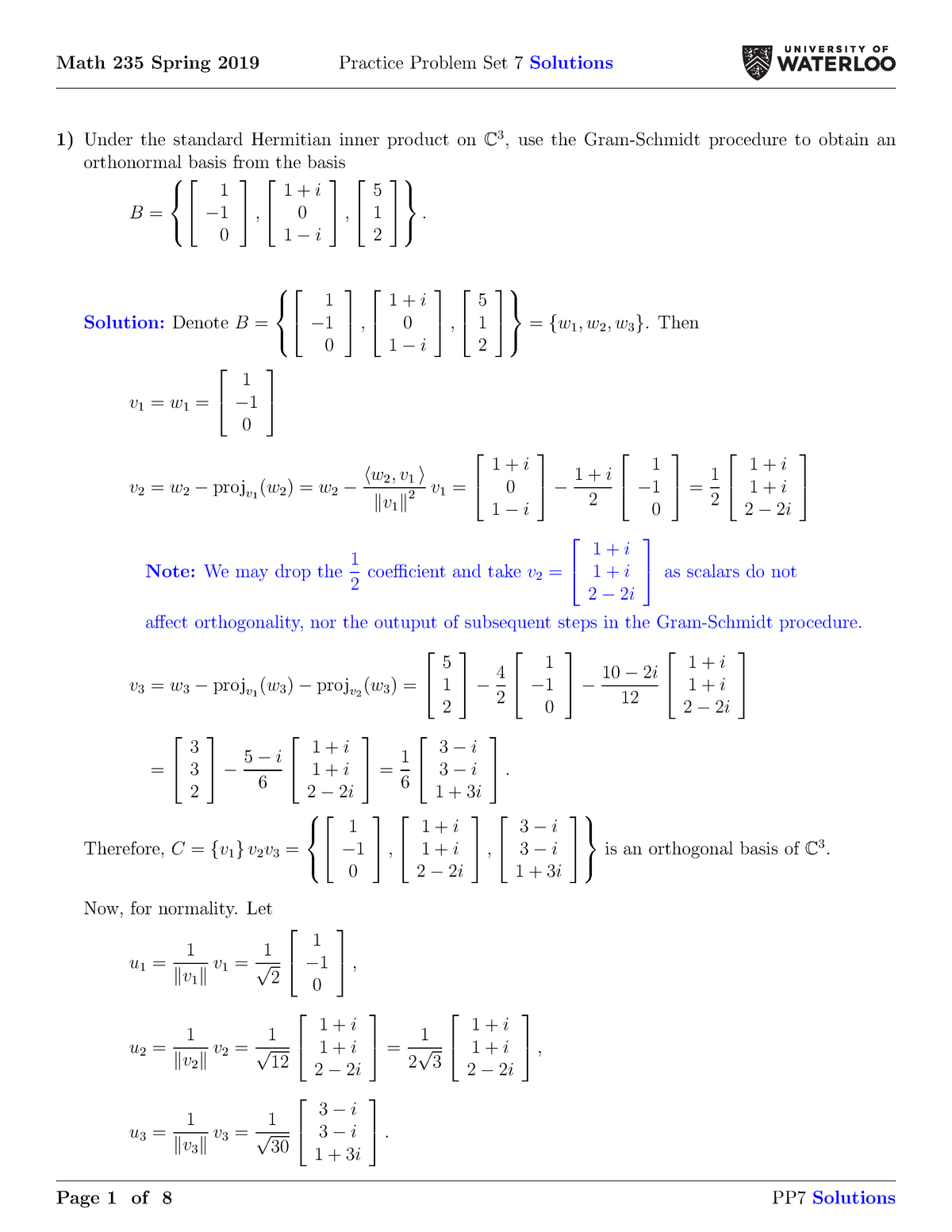 M235 S19 Pp7 Sol Problem Set Solution Math 235 Spring 2019 Practice