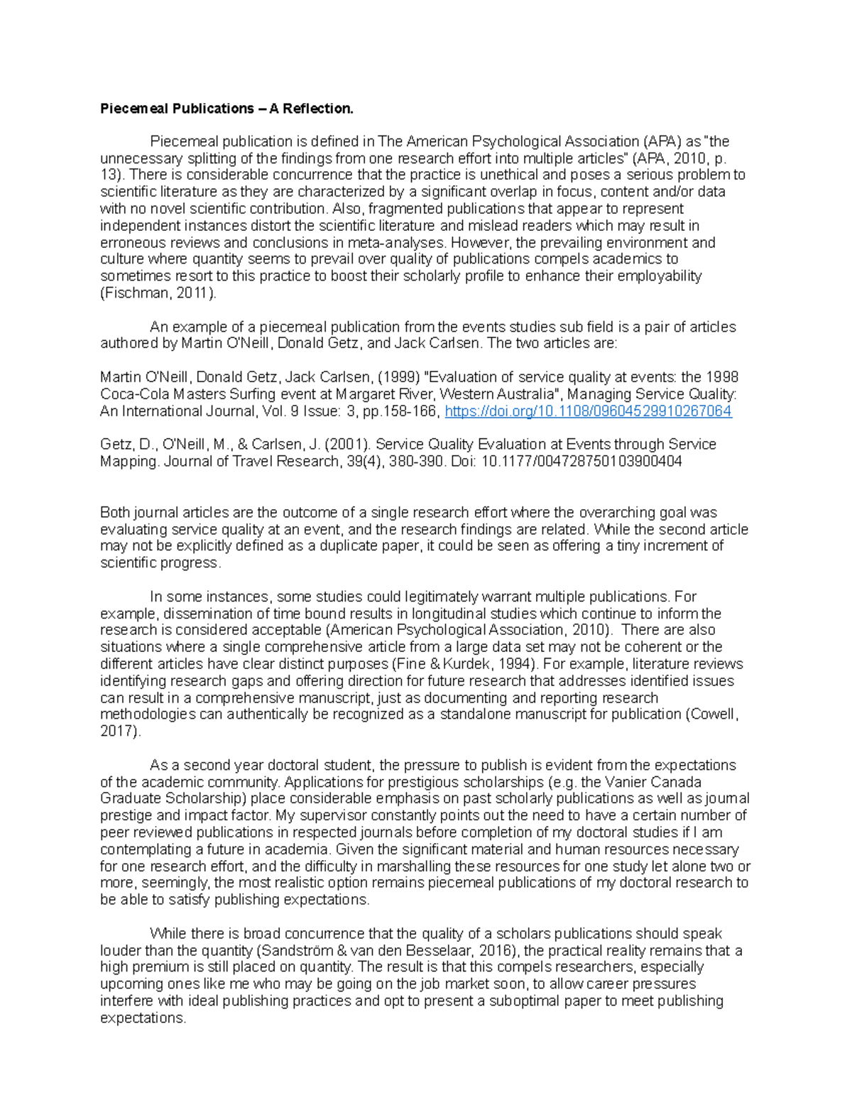 Piecemeal Publications - A Reflection - Piecemeal publication is ...