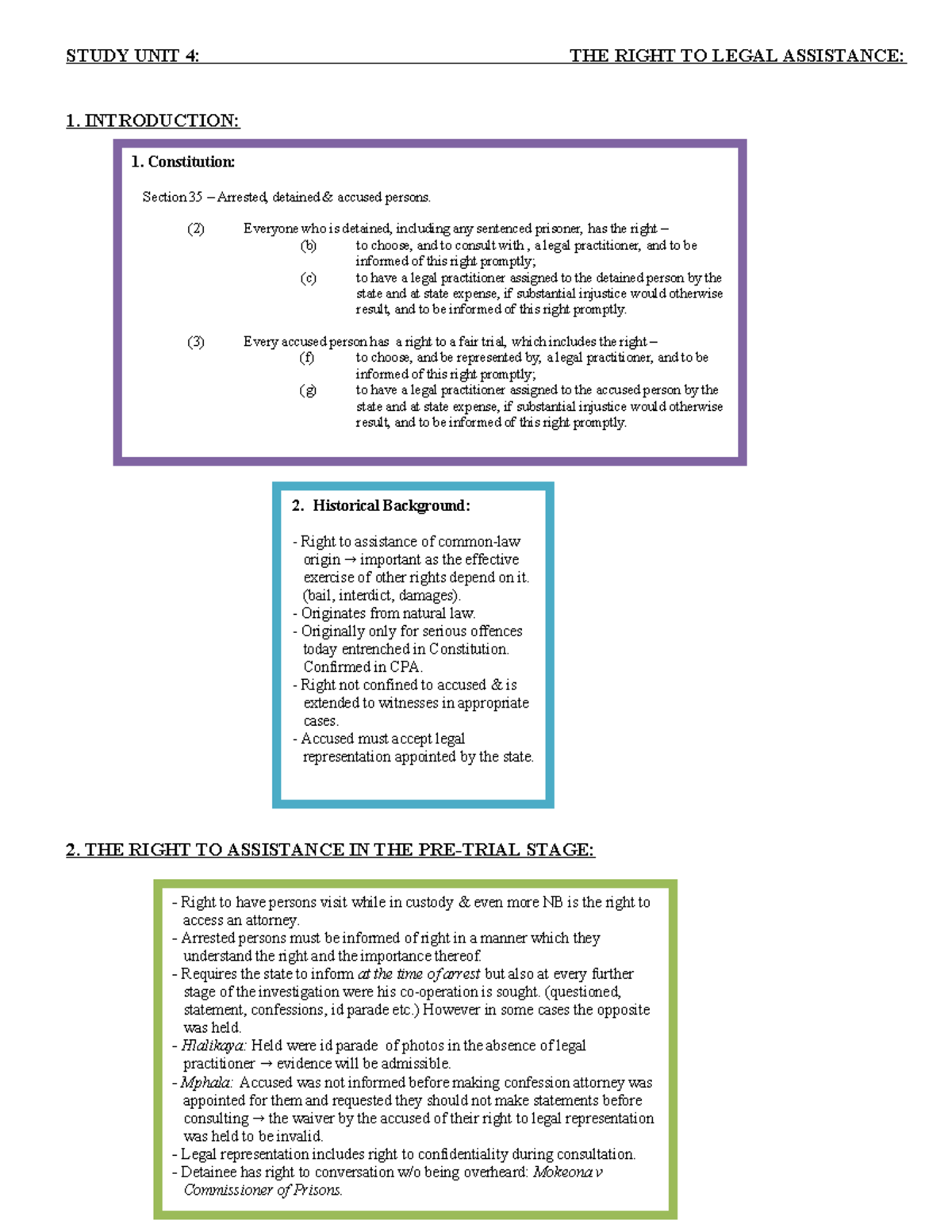 4 The right to legal assistance - STUDY UNIT 4: THE RIGHT TO LEGAL ...