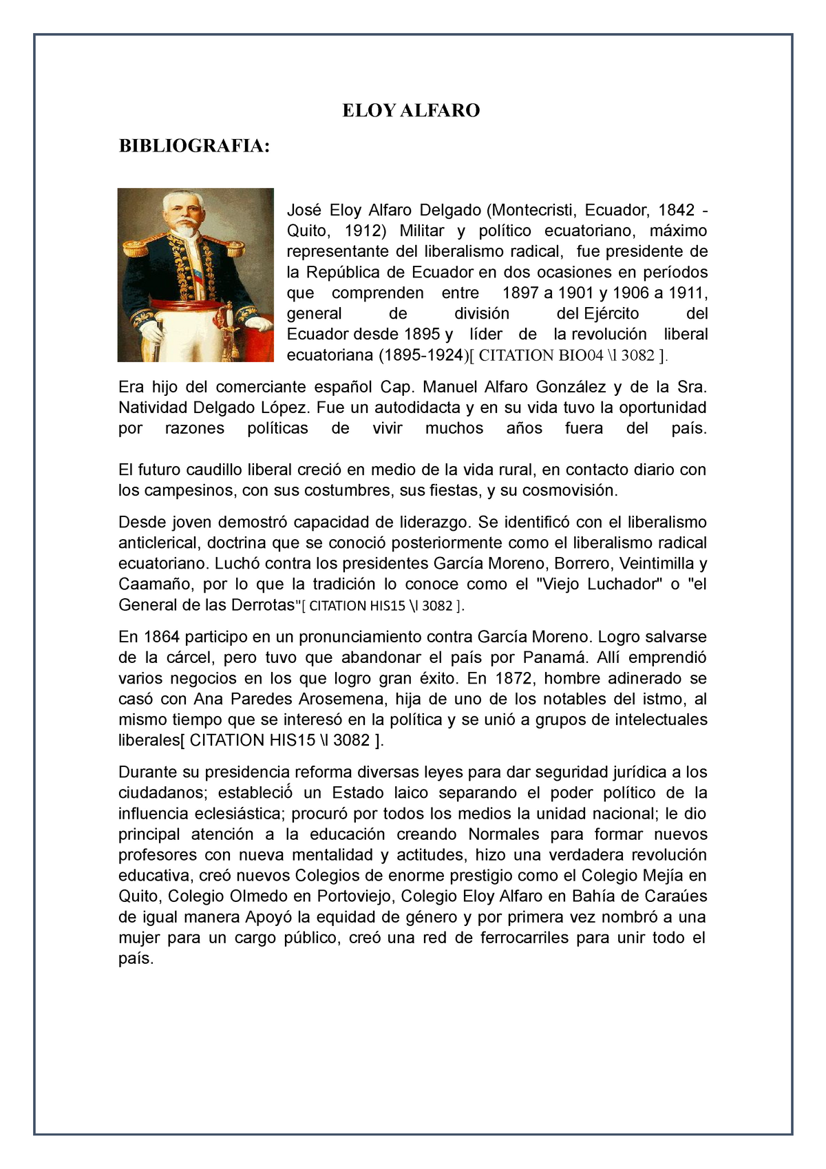 Biografia de Eloy Alfaro