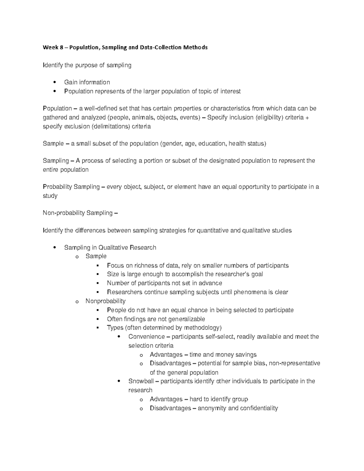 Week 8 - Lecture notes 8 - Week 8 – Population, Sampling and Data ...