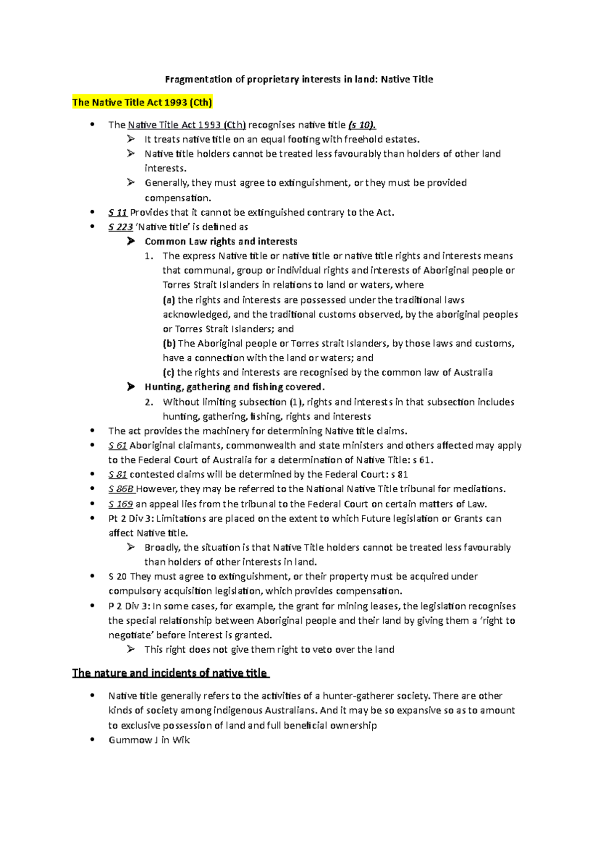 summary-of-native-title-property-law-fragmentation-of-proprietary