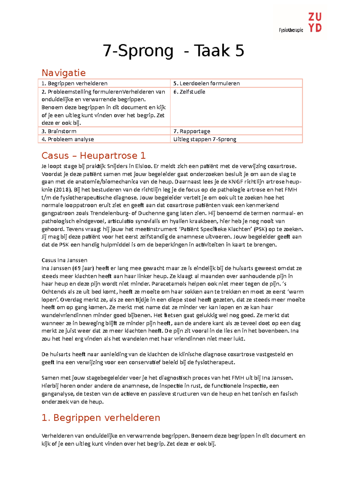 Blok 1 Taak 5 - Blok 1 Taak 5 - 7-Sprong - Taak 5 Navigatie Begrippen ...