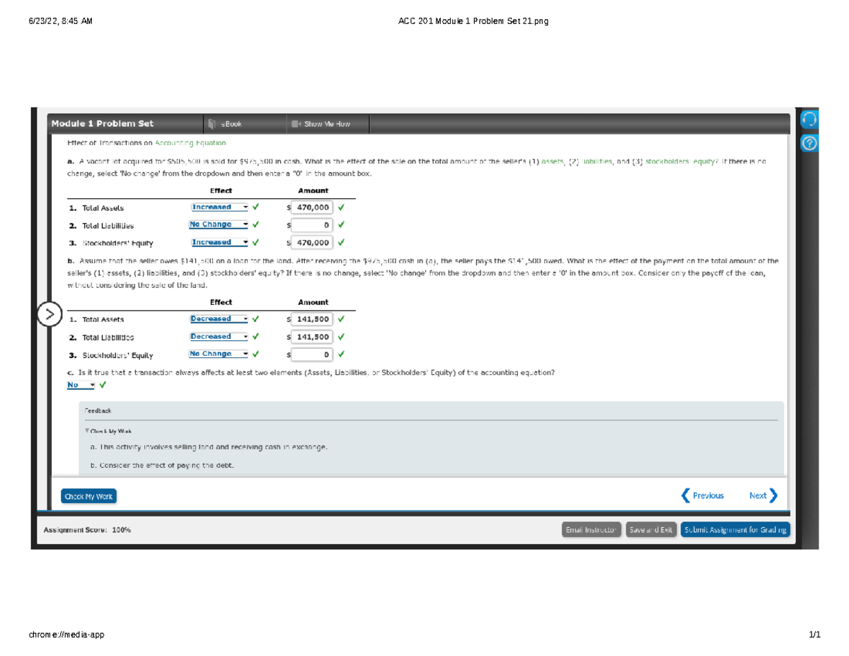 ACC 201 Module 1 Problem Set 21 - ACC 201 - 6/23/22, 8:45 AM ACC 201 ...
