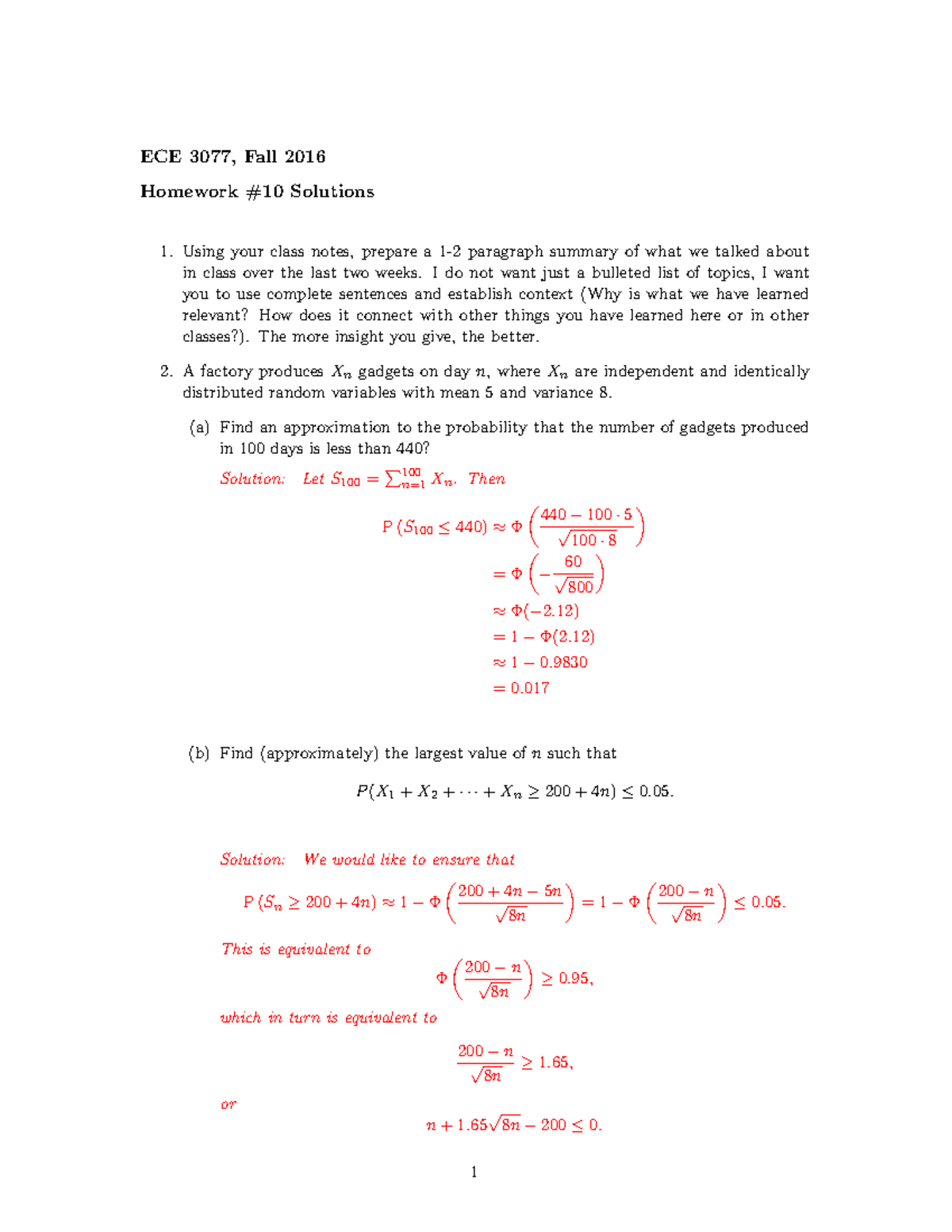 Hw10 3077 Fa16 Soln Homework Solutions Ece 3077 Fall 2016 Homework
