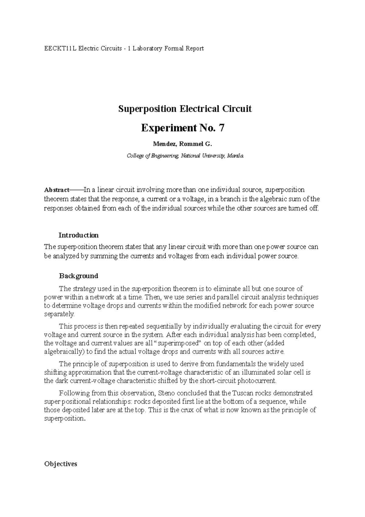 LAB 7 - ashashfdsash - EECKT11L Electric Circuits - 1 Laboratory Formal ...