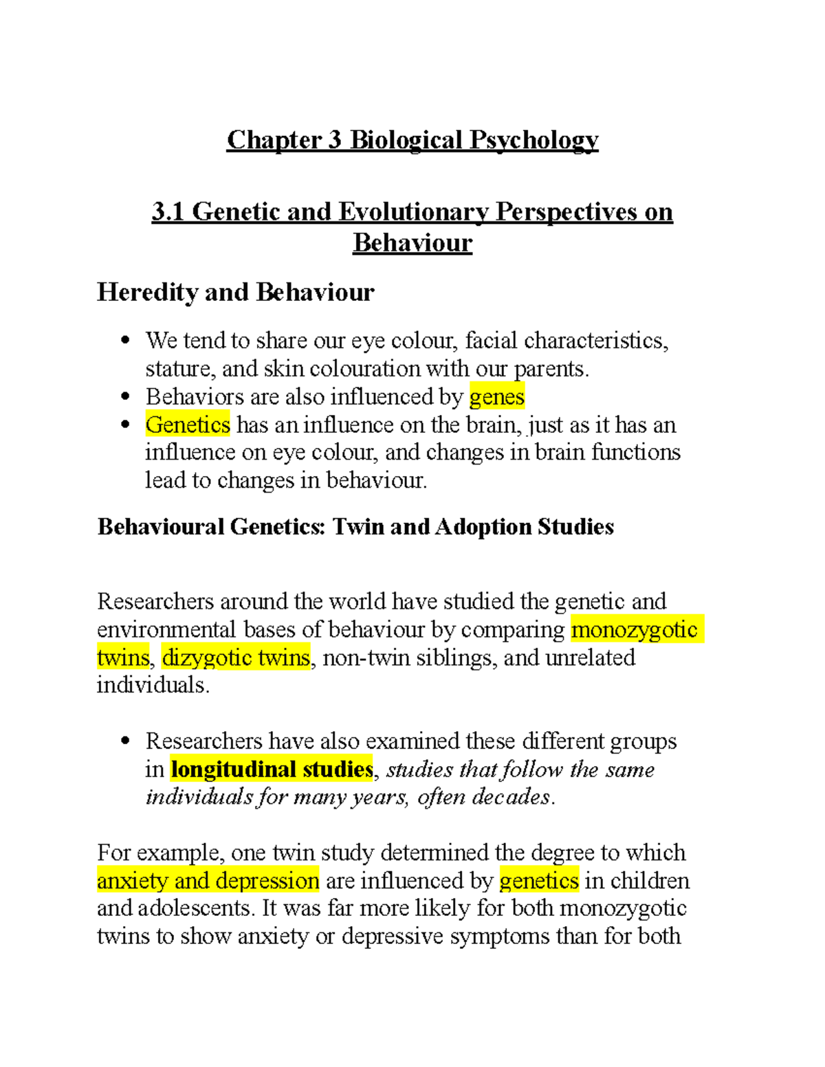 PSYC - Chapter 3 Biological Psychology - Chapter 3 Biological ...